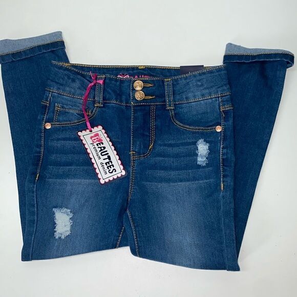 🔥BEAUTEES GIRLS JEANS KIDS SIZE 5 skinny, jeans, New - Picture 1 of 5